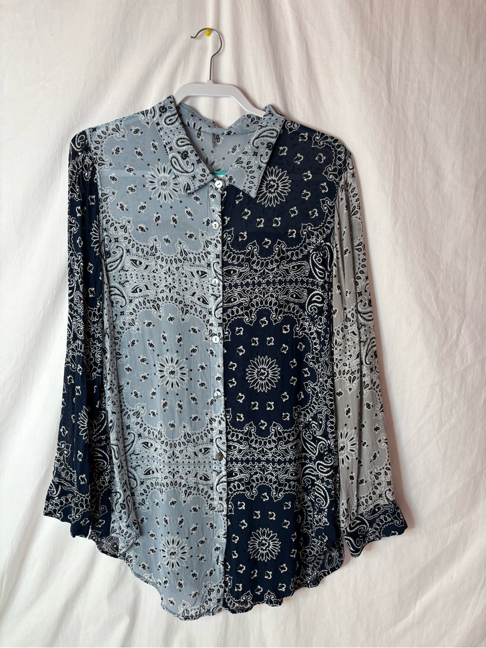 Chan Luu women’s blouse sizeM patchwork sheer loose fitting